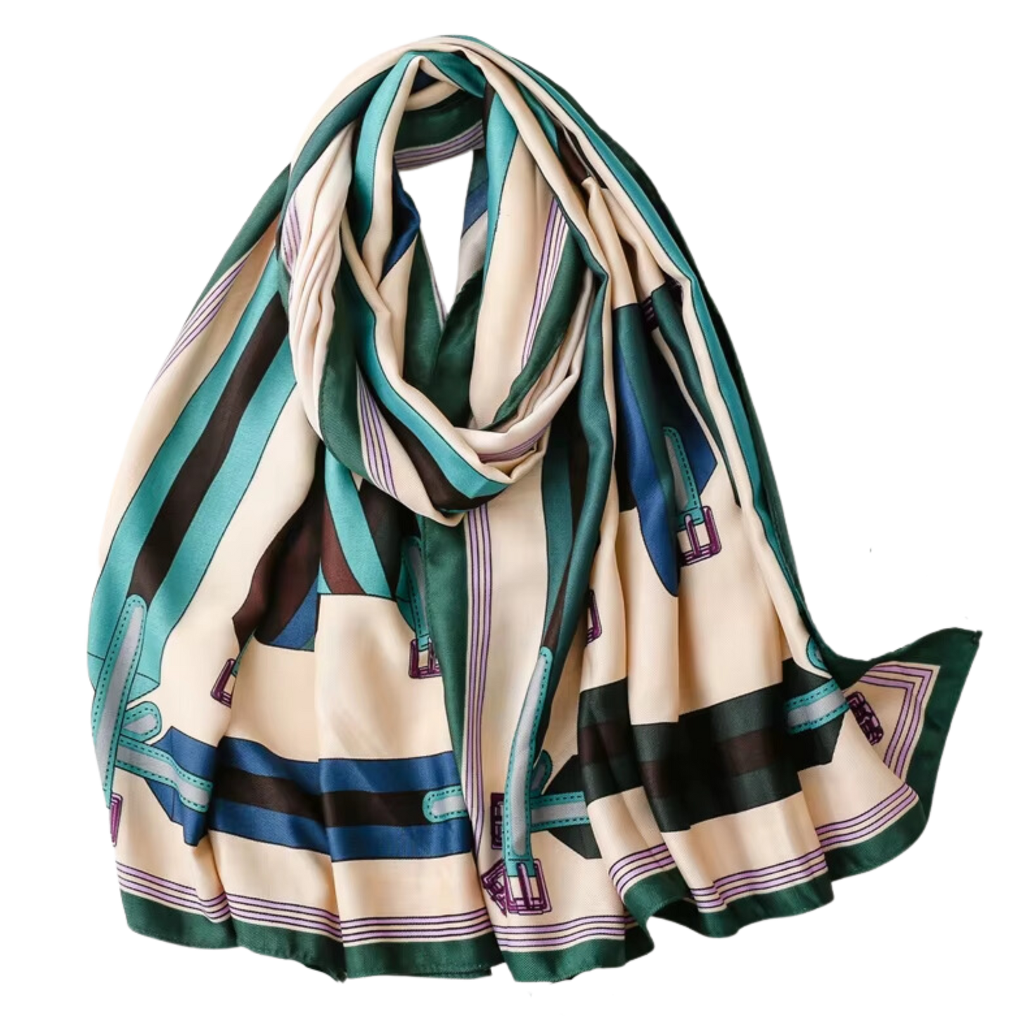 MEREDITH Horse Design Linen Look Scarf - 180 x 90 cms