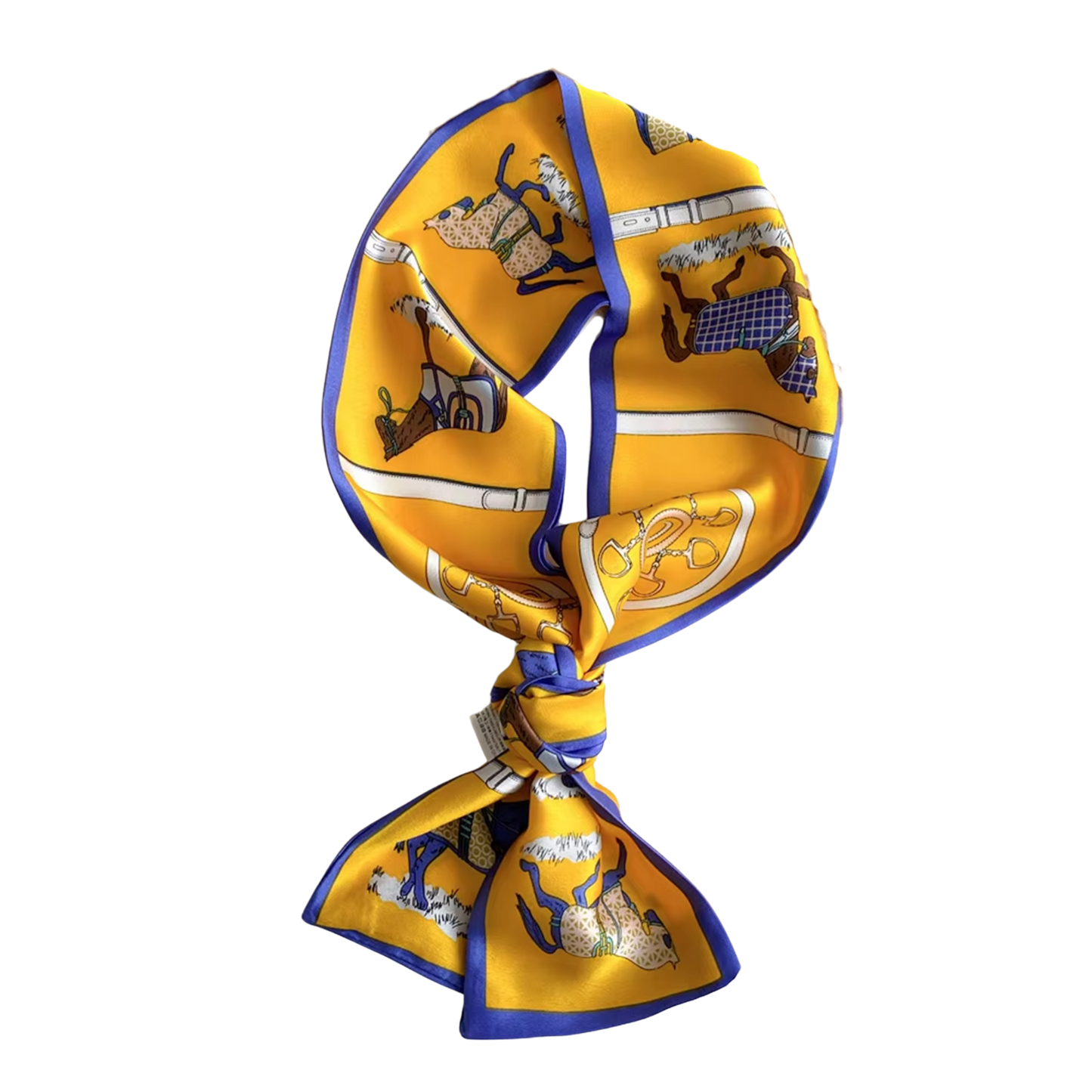 NAPLES Horse Design Silk Look Satin Skinny Scarf - 145 X 13 cm