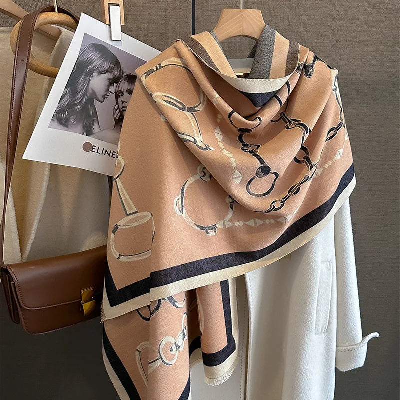 NOLA Horse Design, Cashmere Blend Pashmina/Shawl - 180 x 65 cms