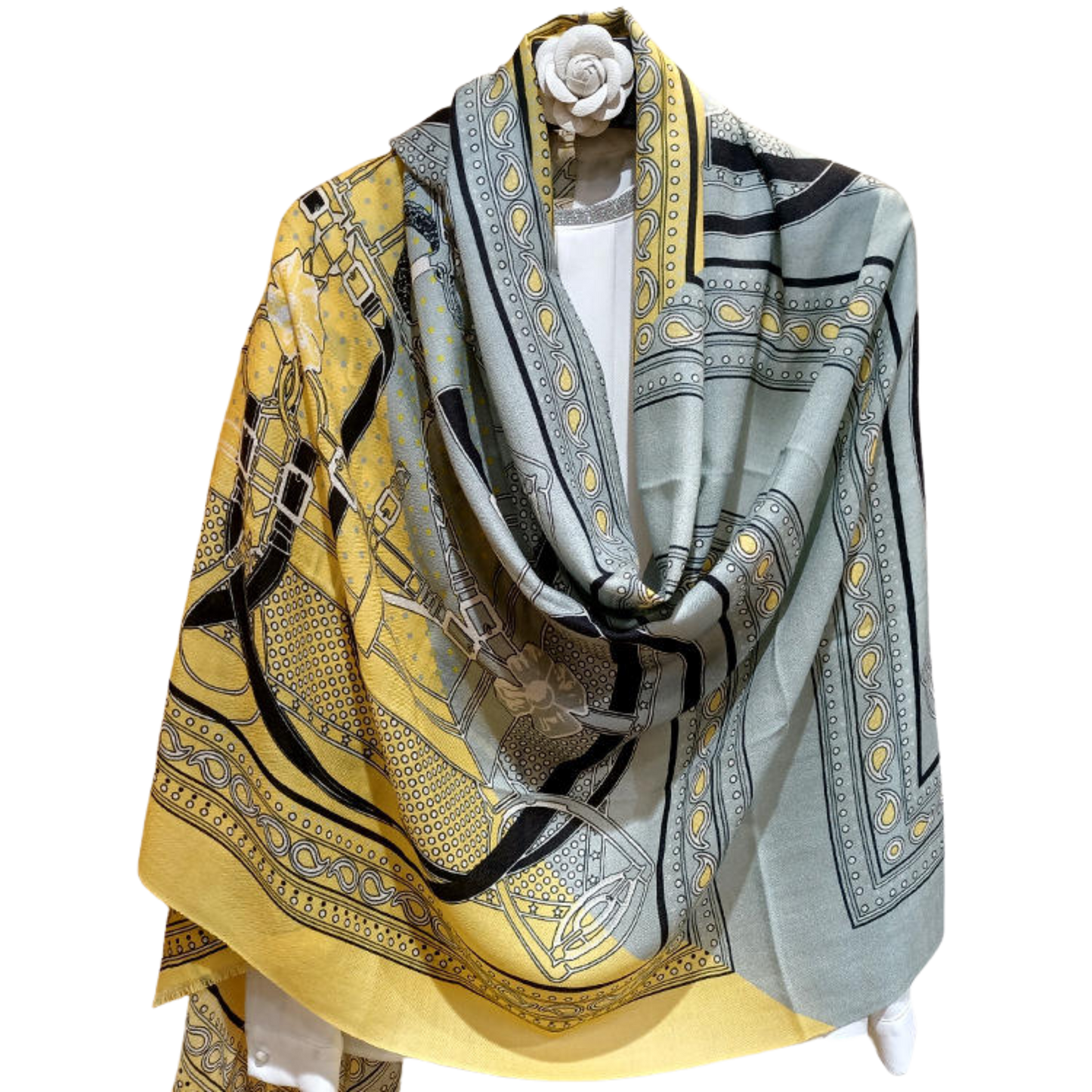 OBERON Pure Cashmere Horse Design Pashmina/Shawl - 180 x 65 cms