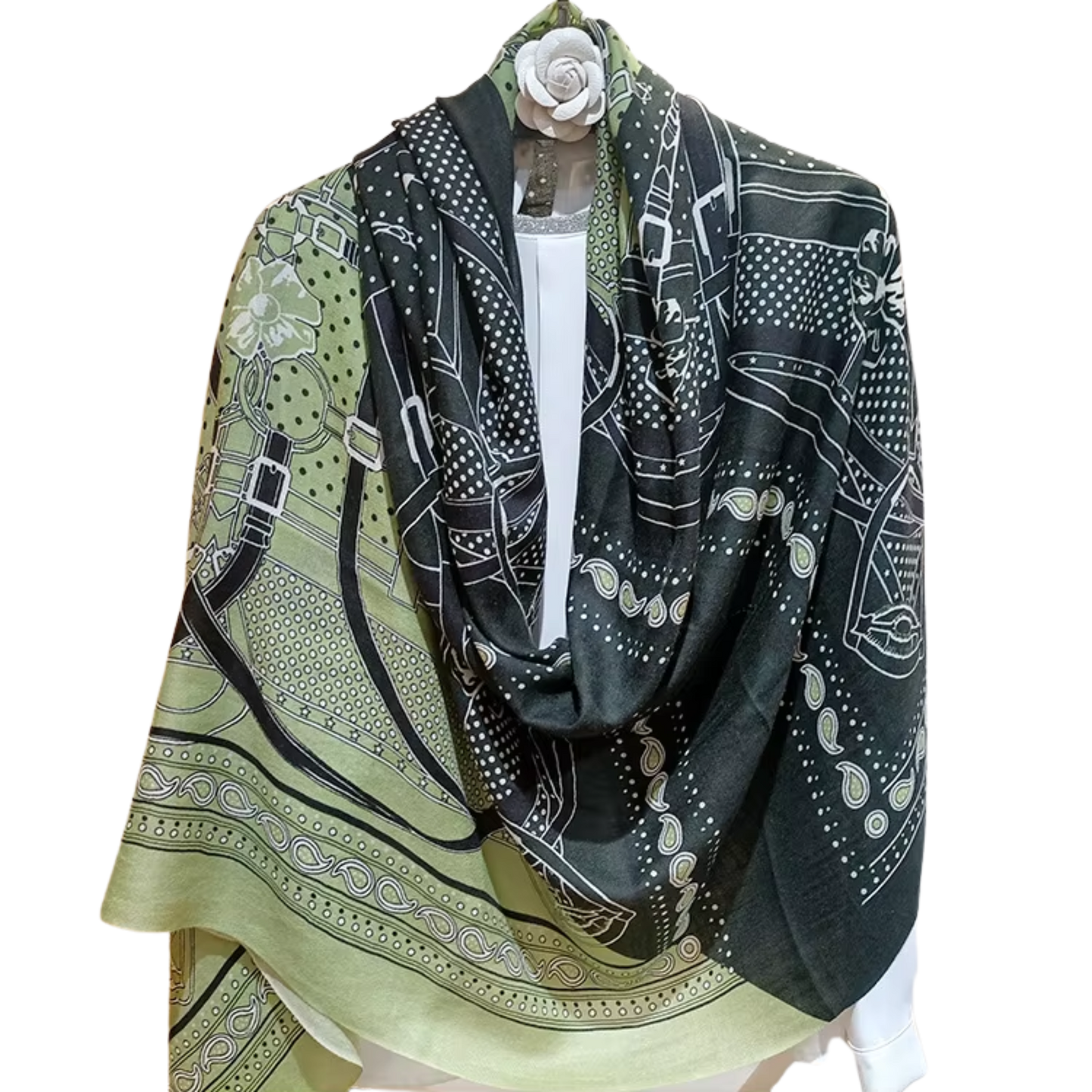 OBERON Pure Cashmere Horse Design Pashmina/Shawl - 180 x 65 cms