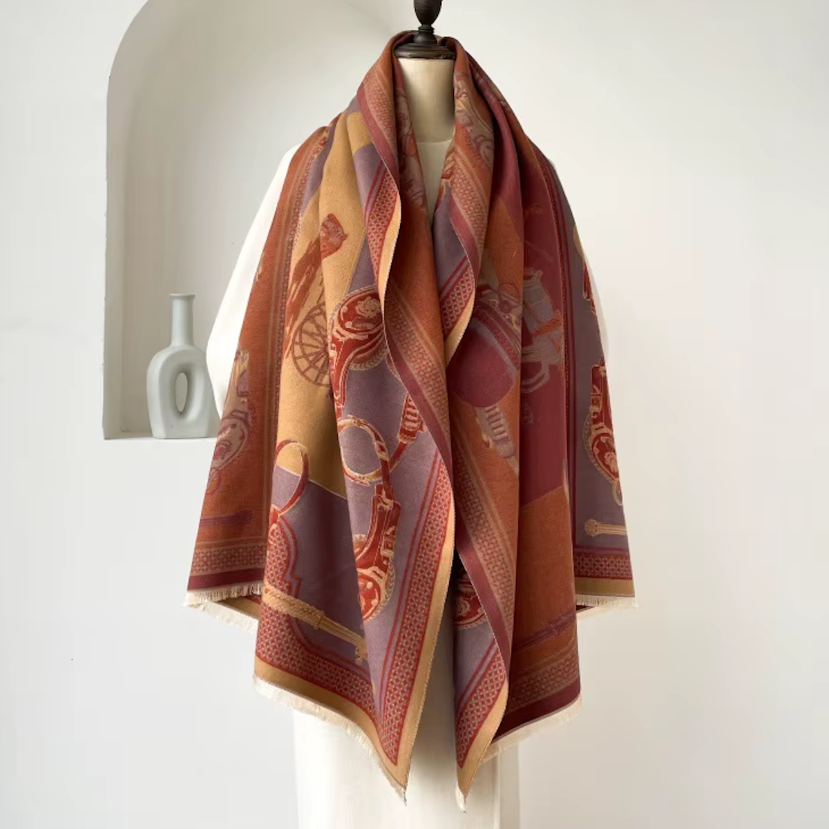 PAIGE Horse Design Cashmere Blend Pashmina/Shawl - 180 x 65 cms