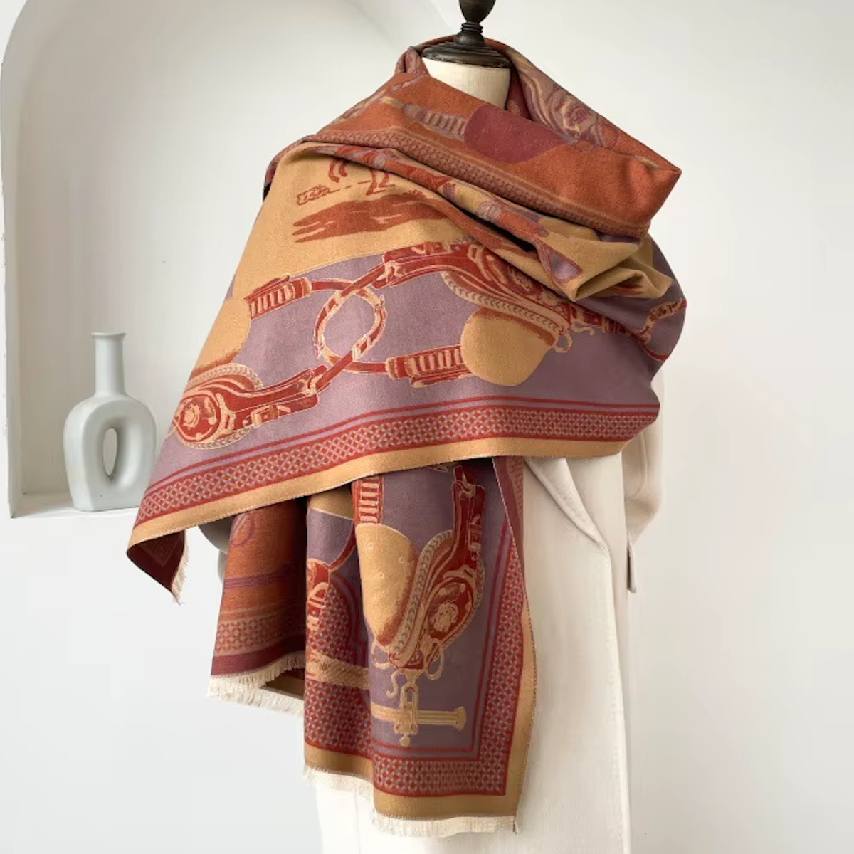 PAIGE Horse Design Cashmere Blend Pashmina/Shawl - 180 x 65 cms