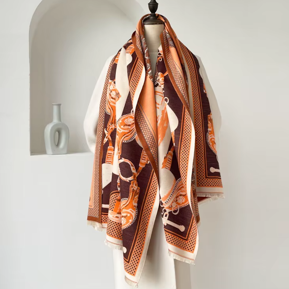 PAIGE Horse Design Cashmere Blend Pashmina/Shawl - 180 x 65 cms