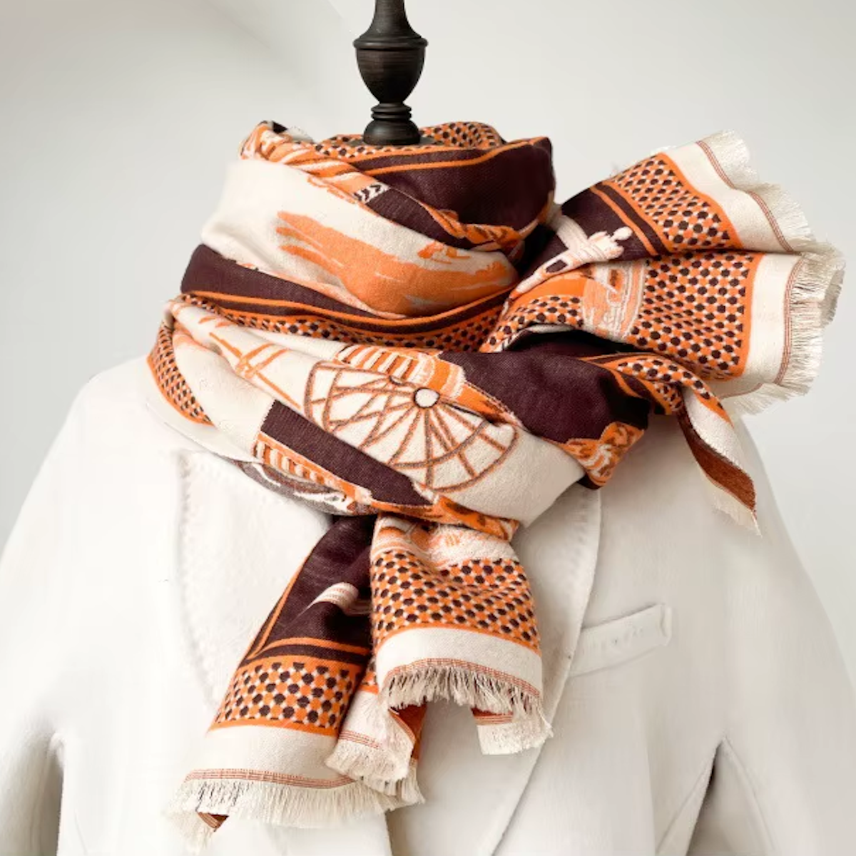 PAIGE Horse Design Cashmere Blend Pashmina/Shawl - 180 x 65 cms