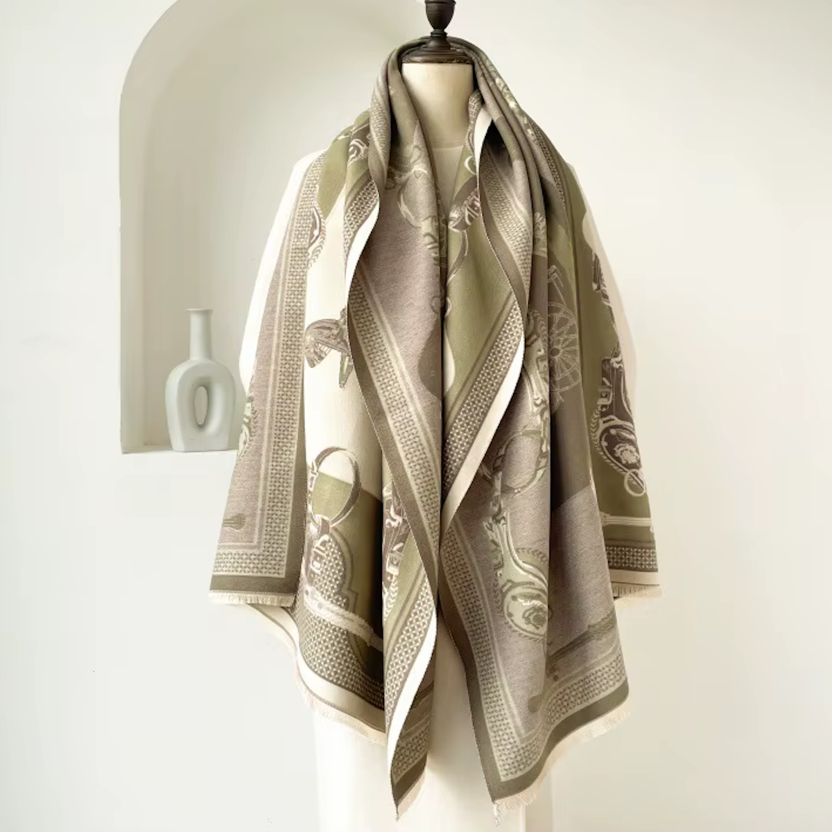 PAIGE Horse Design Cashmere Blend Pashmina/Shawl - 180 x 65 cms