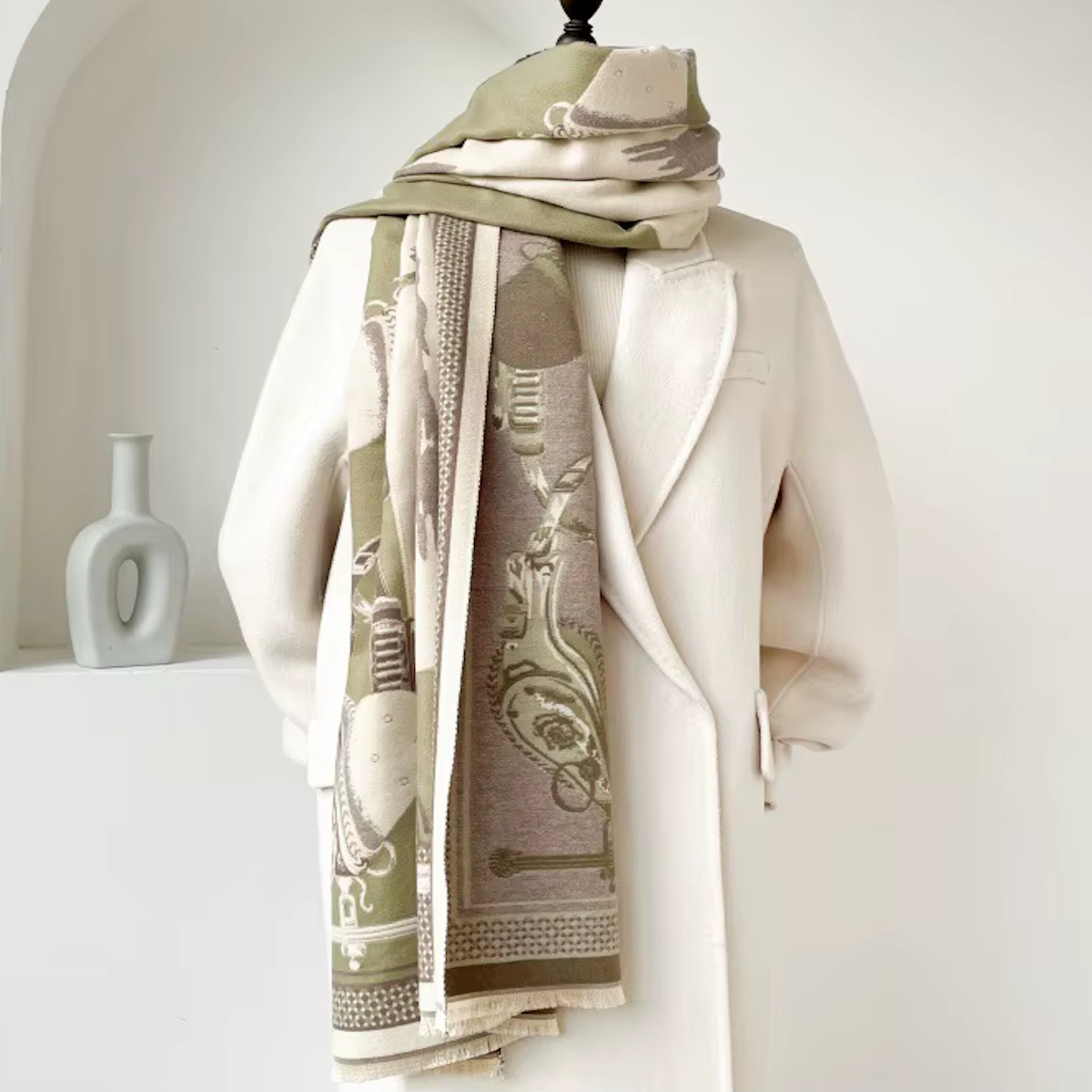 PAIGE Horse Design Cashmere Blend Pashmina/Shawl - 180 x 65 cms