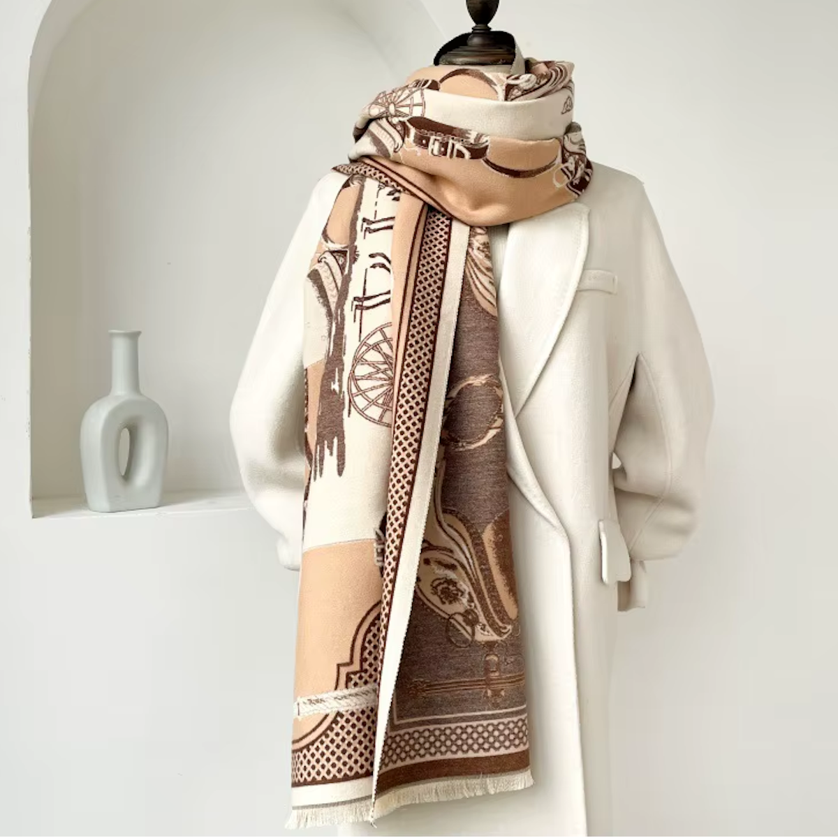 PAIGE Horse Design Cashmere Blend Pashmina/Shawl - 180 x 65 cms