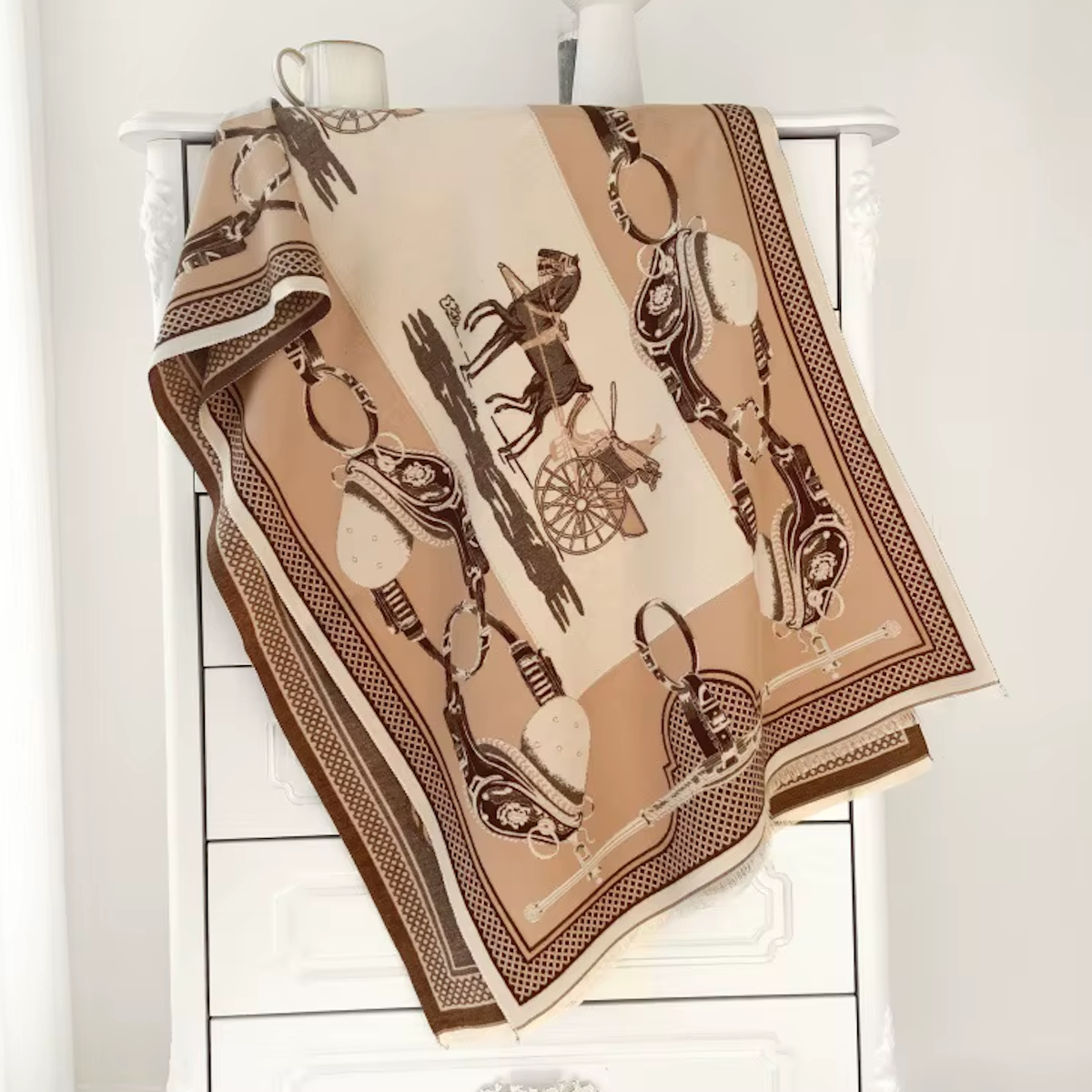 PAIGE Horse Design Cashmere Blend Pashmina/Shawl - 180 x 65 cms