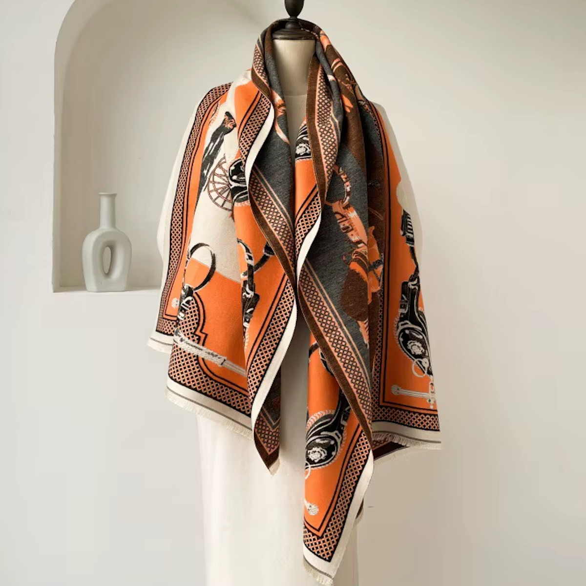 PAIGE Horse Design Cashmere Blend Pashmina/Shawl - 180 x 65 cms