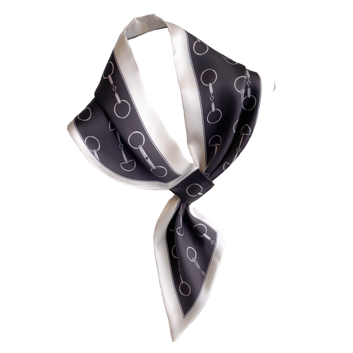 PENNY Horse Design Silk Look Satin Skinny Scarf WITH LOOP - 76 x 14 cms