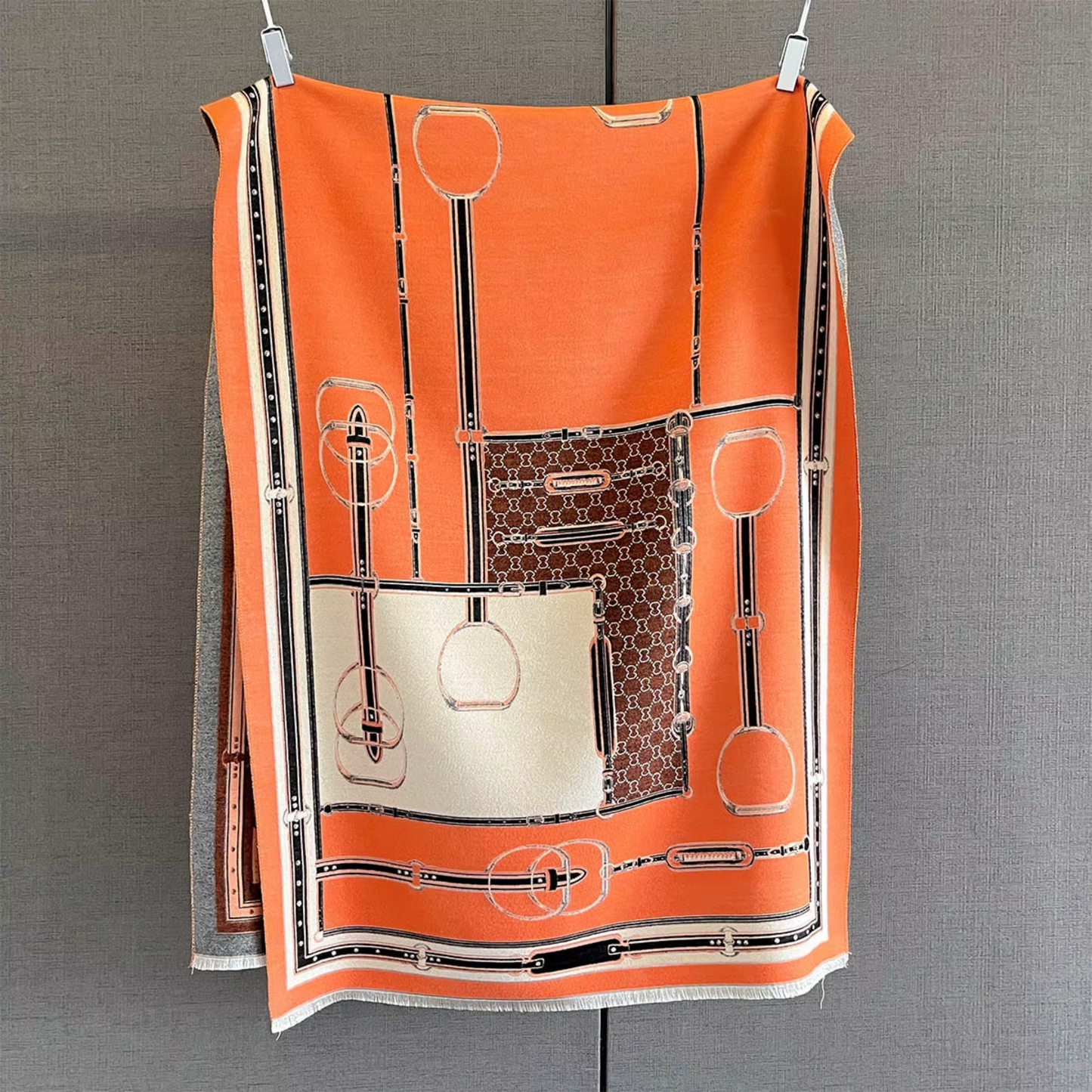 PERRON Horse design, Cashmere Blend Pashmina/Shawl - 180 x 65 cms