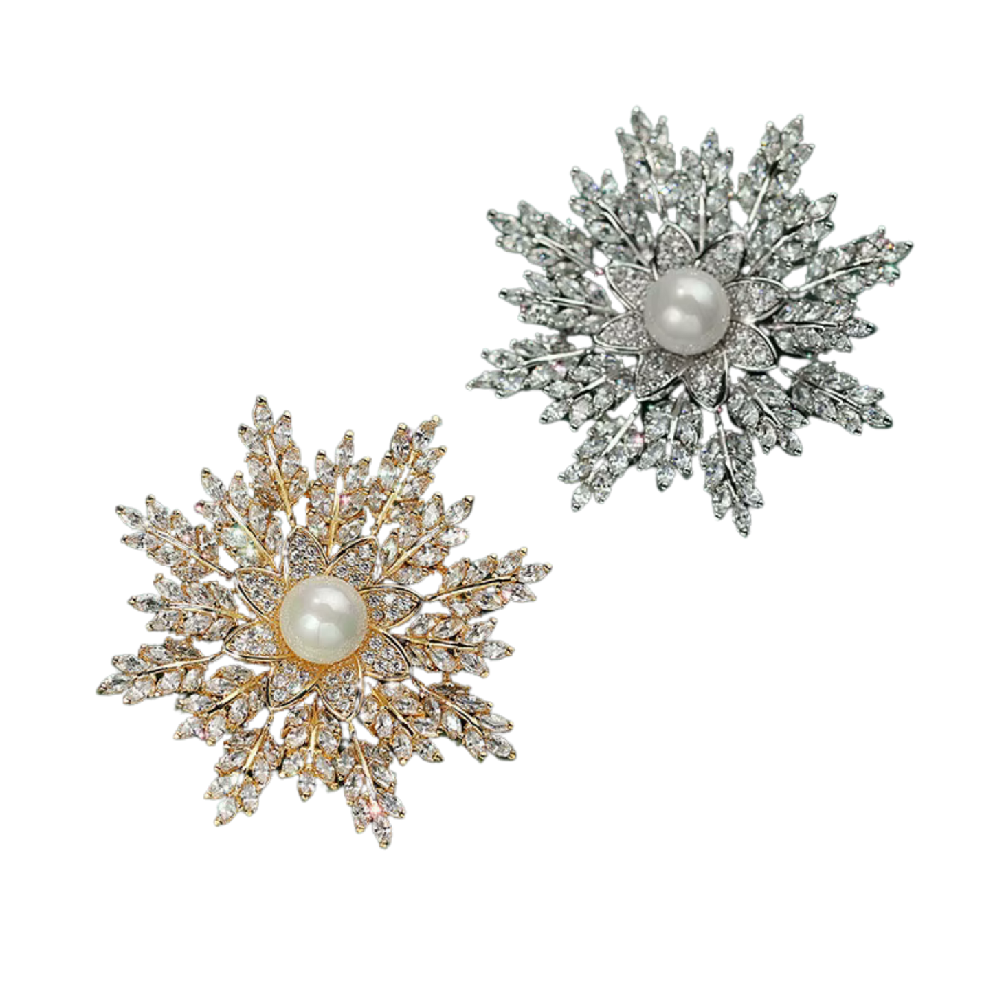 ORION Austrian Crystal & Man-Made Pearl Brooch - 5.5 x 5.5 cms