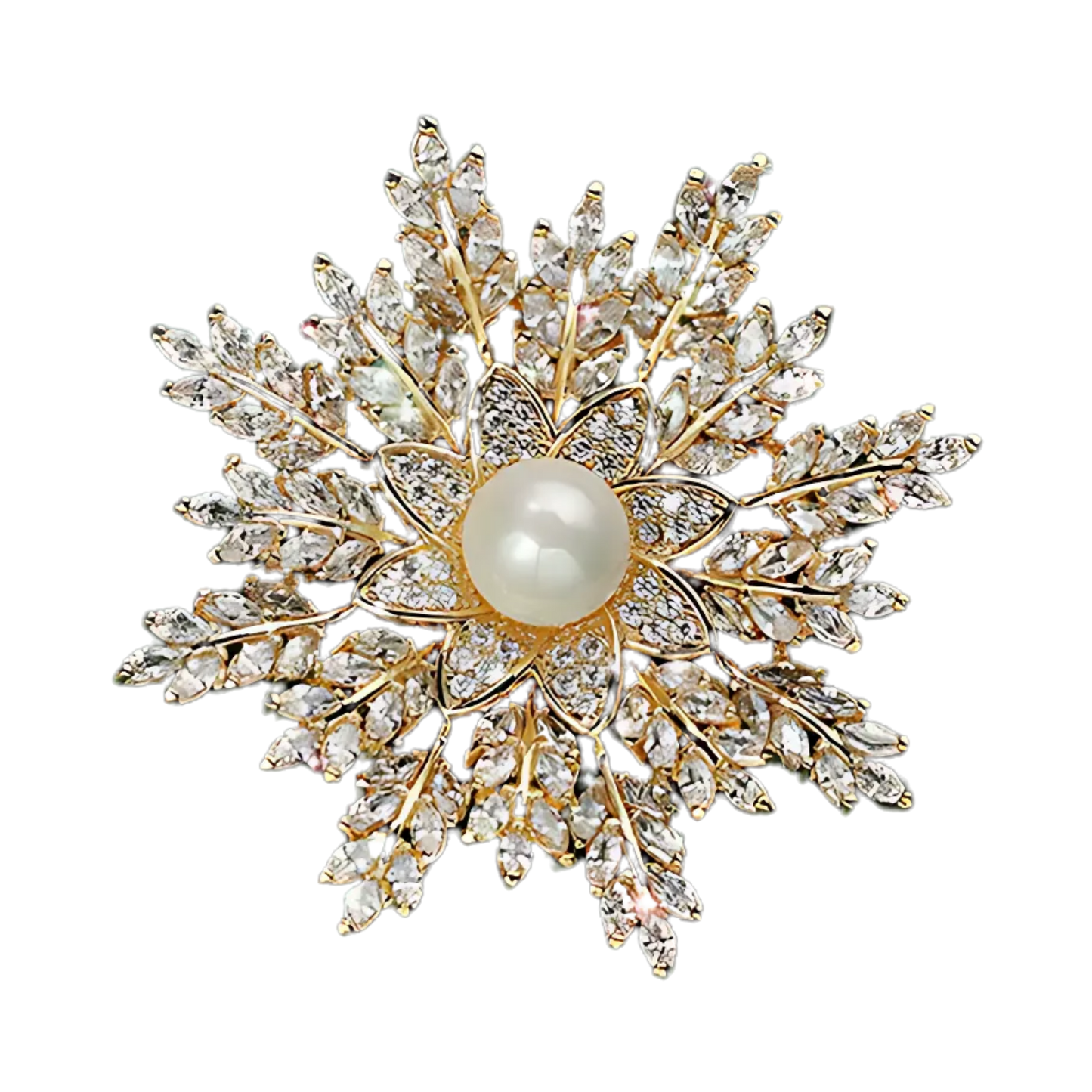 ORION Austrian Crystal & Man-Made Pearl Brooch - 5.5 x 5.5 cms