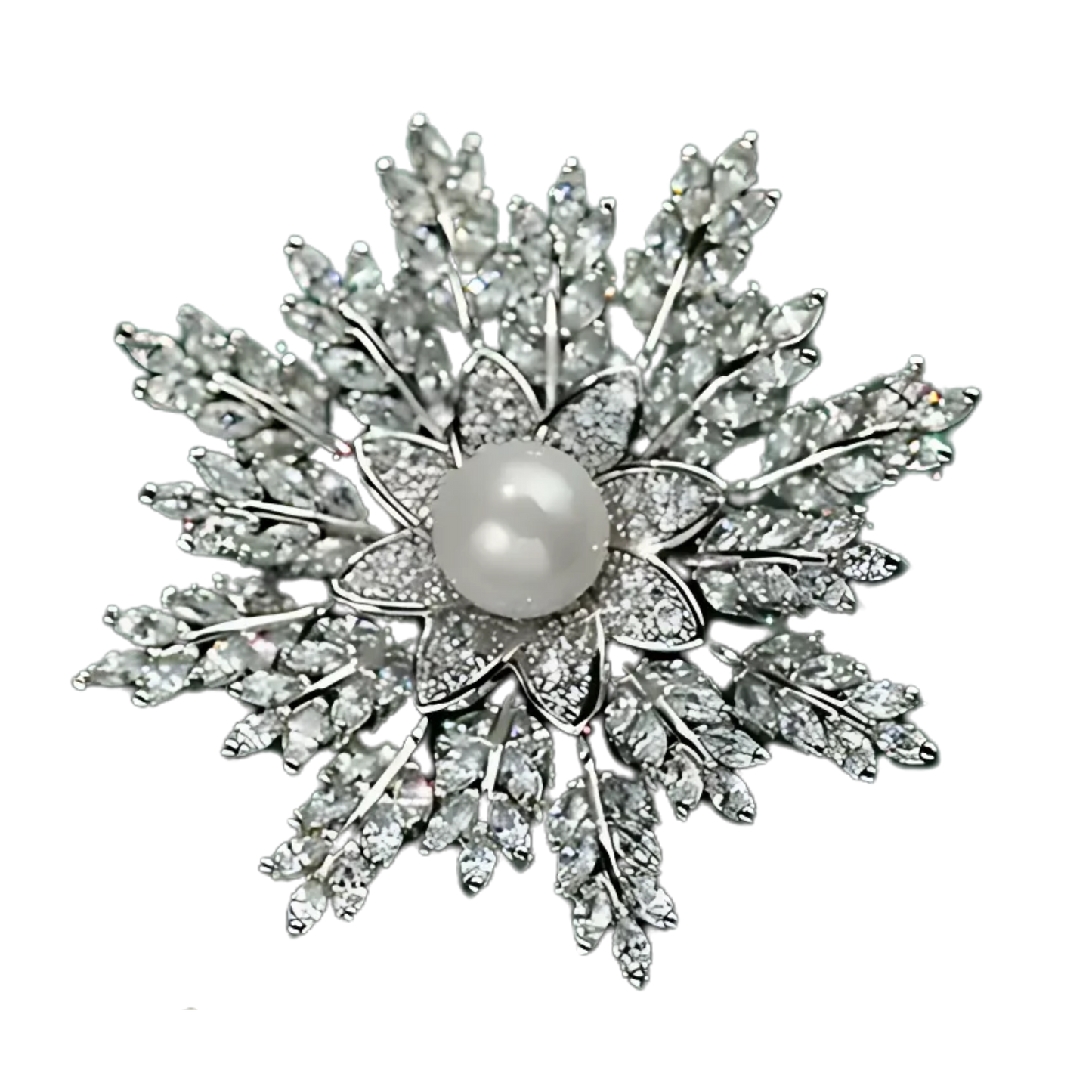 ORION Austrian Crystal & Man-Made Pearl Brooch - 5.5 x 5.5 cms