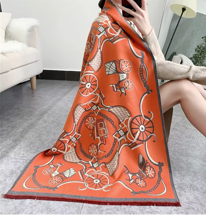 PIRJO Horse Design Cashmere Blend Pashmina/Shawl - 180 x 65 cms