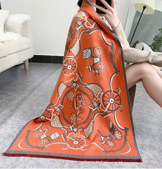PIRJO Horse Design Cashmere Blend Pashmina/Shawl - 180 x 65 cms