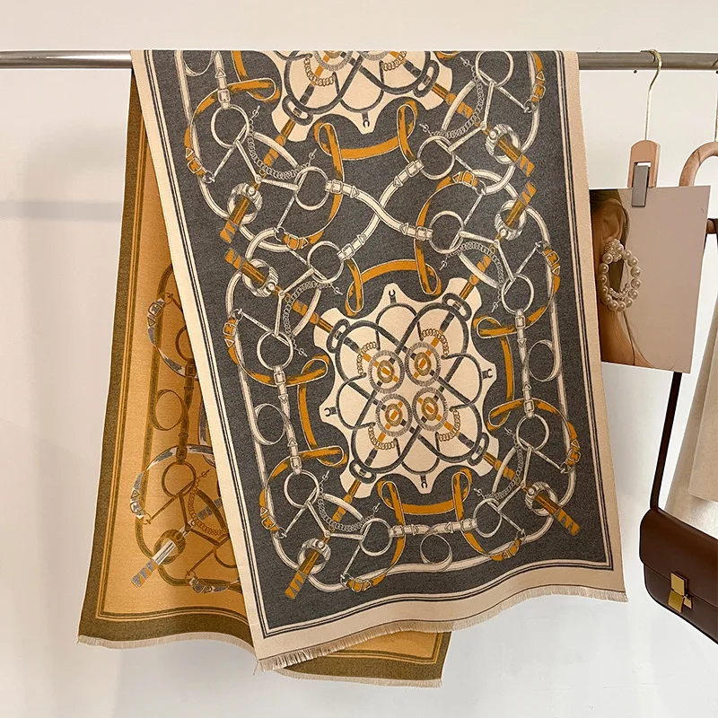 PORTIA Horse Design, Cashmere Blend Pashmina/Shawl - 180 x 65 cms