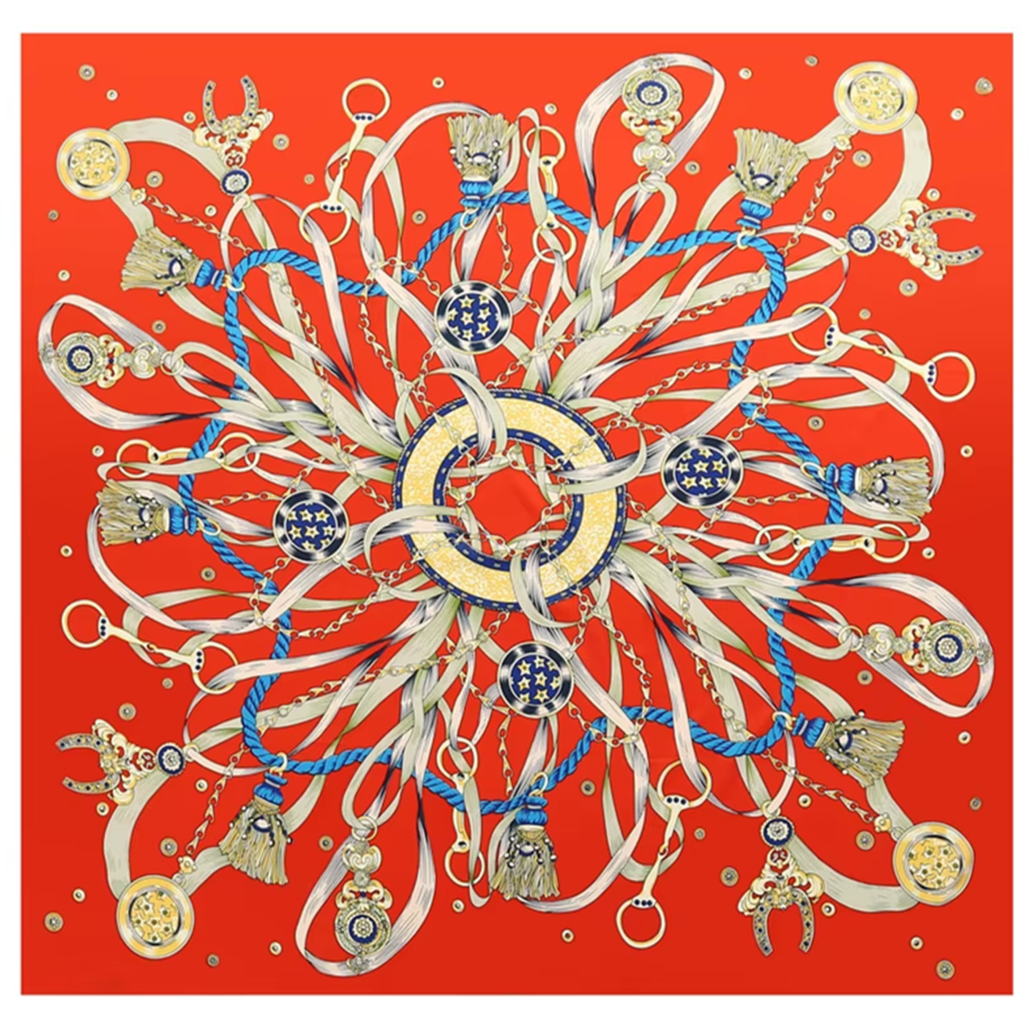 PORTOFINO Horse Design, Made-Made Silk Twill Scarf - 130 x 130 cms