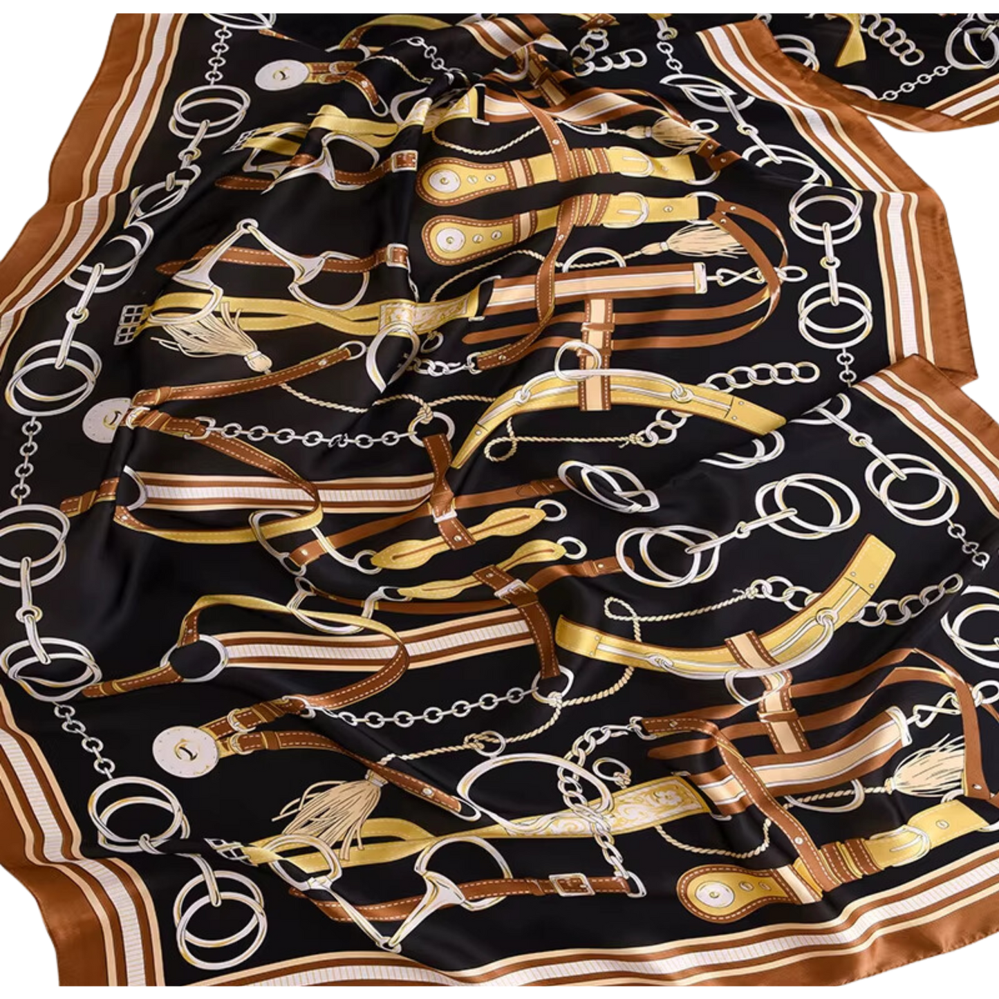 PRESLEY Horse Design, Man-Made Silk Chiffon Scarf - 180 x 90 cms