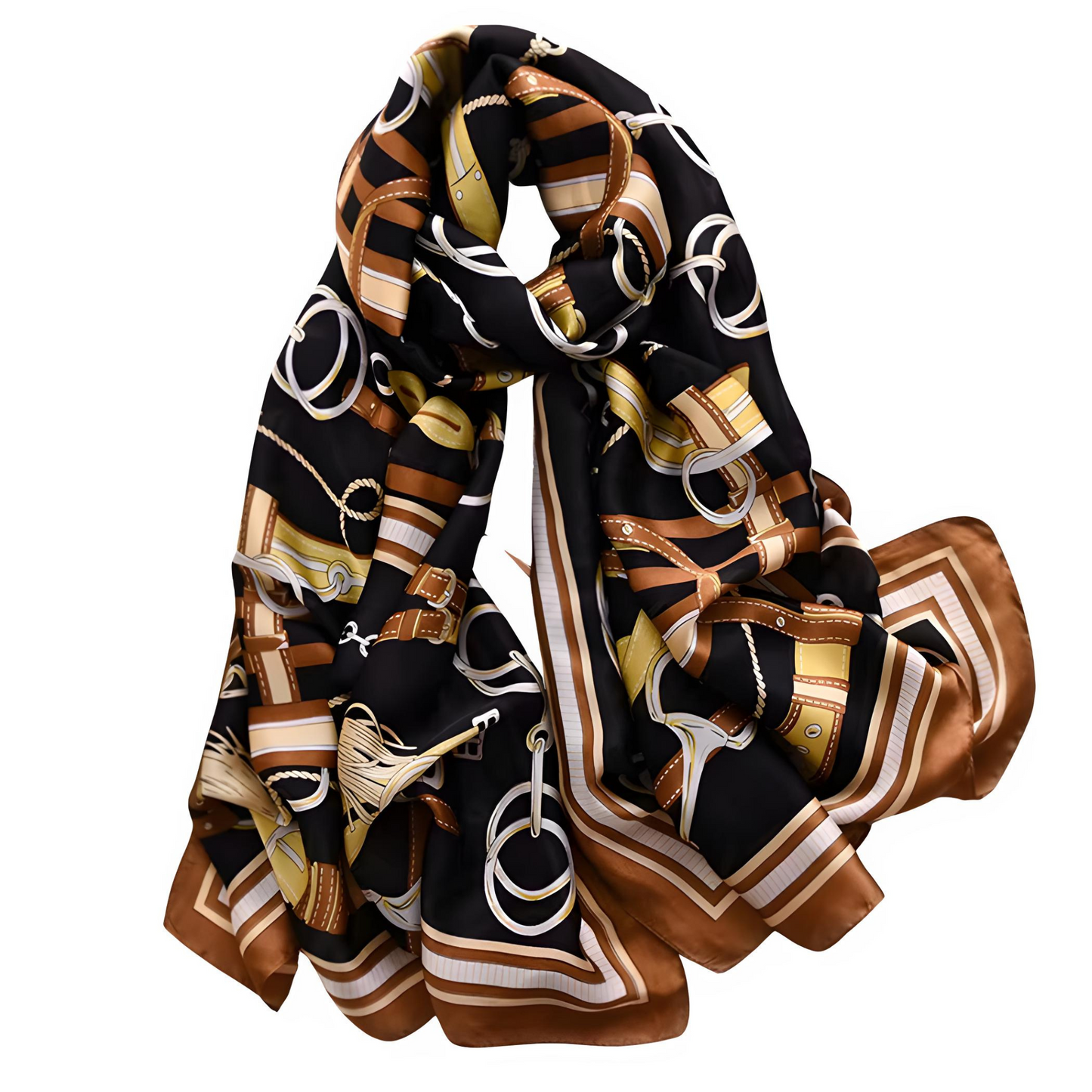 PRESLEY Horse Design, Man-Made Silk Chiffon Scarf - 180 x 90 cms
