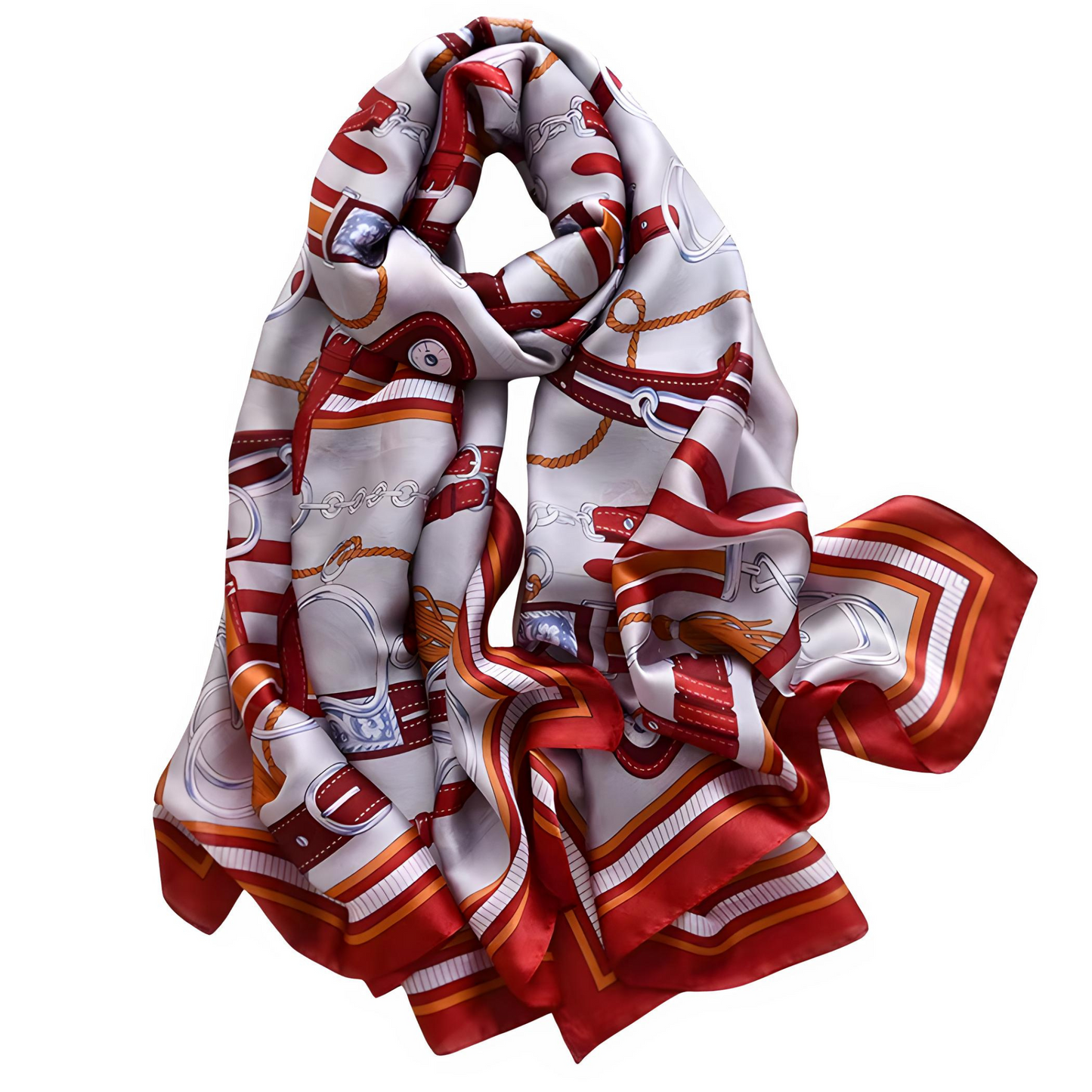 PRESLEY Horse Design, Man-Made Silk Chiffon Scarf - 180 x 90 cms