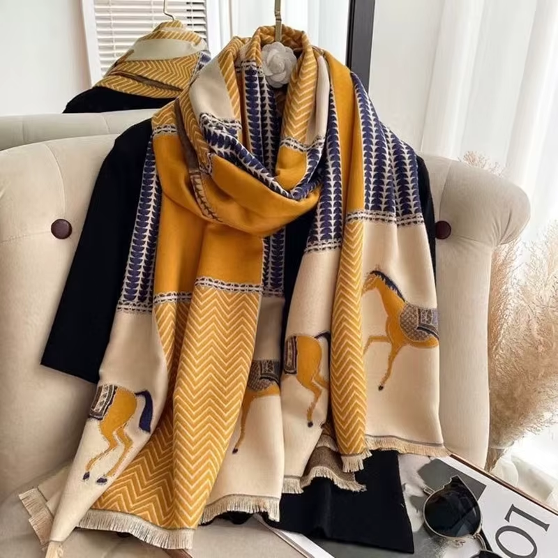 QUINN Horse Design Cashmere Blend Pashmina/Shawl - 180 x 65 cms