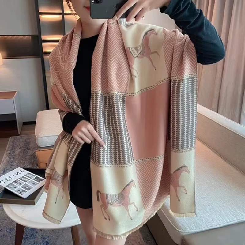 QUINN Horse Design Cashmere Blend Pashmina/Shawl - 180 x 65 cms