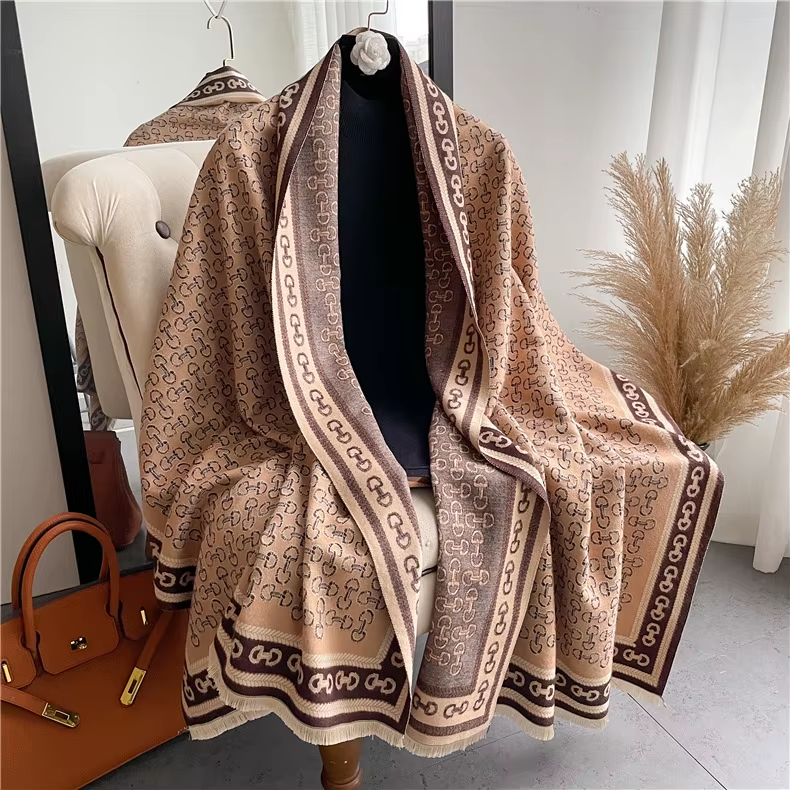 RIONA Horse Design Cashmere Blend Pashmina/Shawl 180 x 65 cms