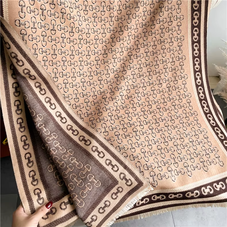 RIONA Horse Design Cashmere Blend Pashmina/Shawl 180 x 65 cms