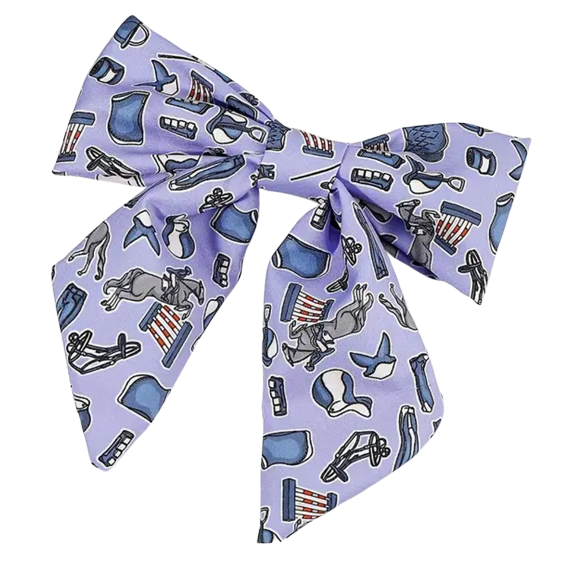 Hair bow on with horse pattern on mauve background