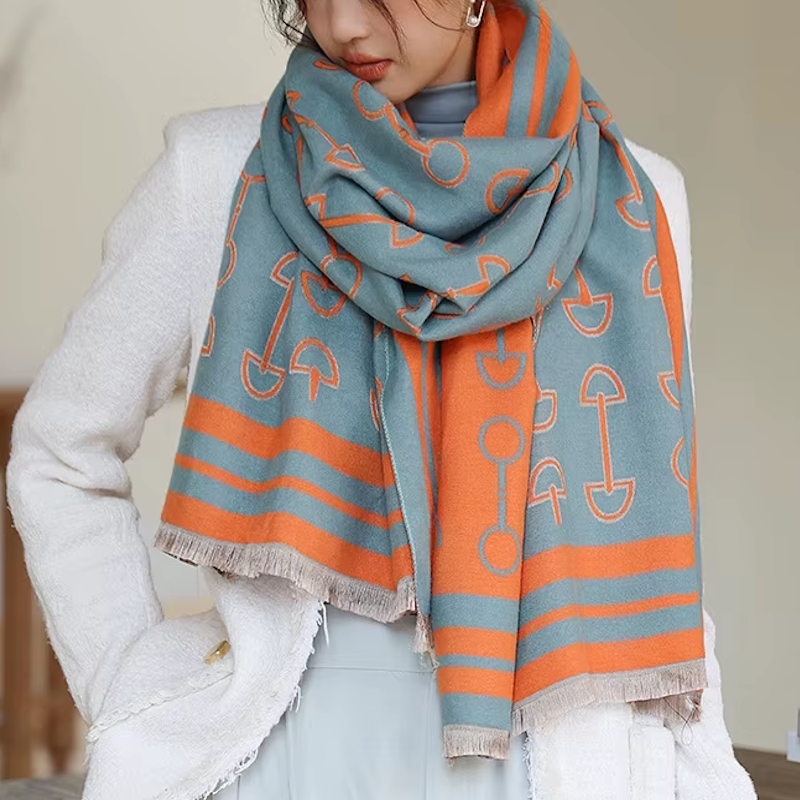 SAMUS Horse Design Cashmere Blend Pashmina/Shawl - 180 x 65 cms