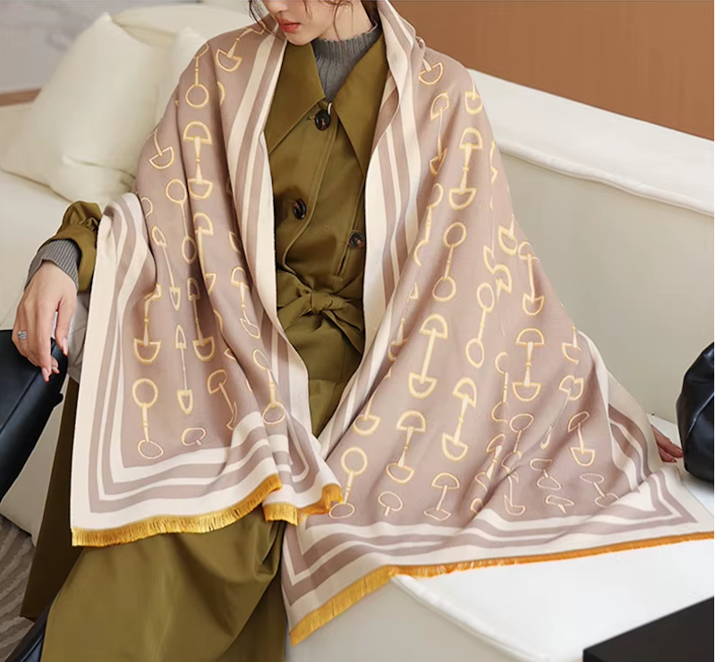 SAMUS Horse Design Cashmere Blend Pashmina/Shawl - 180 x 65 cms