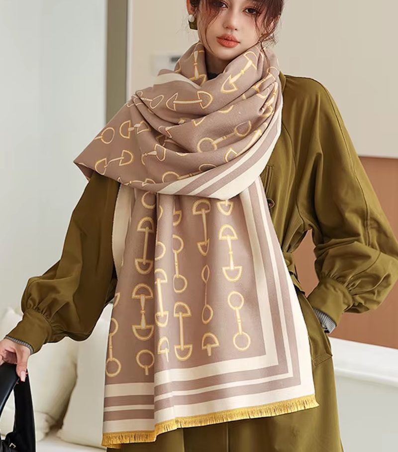 SAMUS Horse Design Cashmere Blend Pashmina/Shawl - 180 x 65 cms