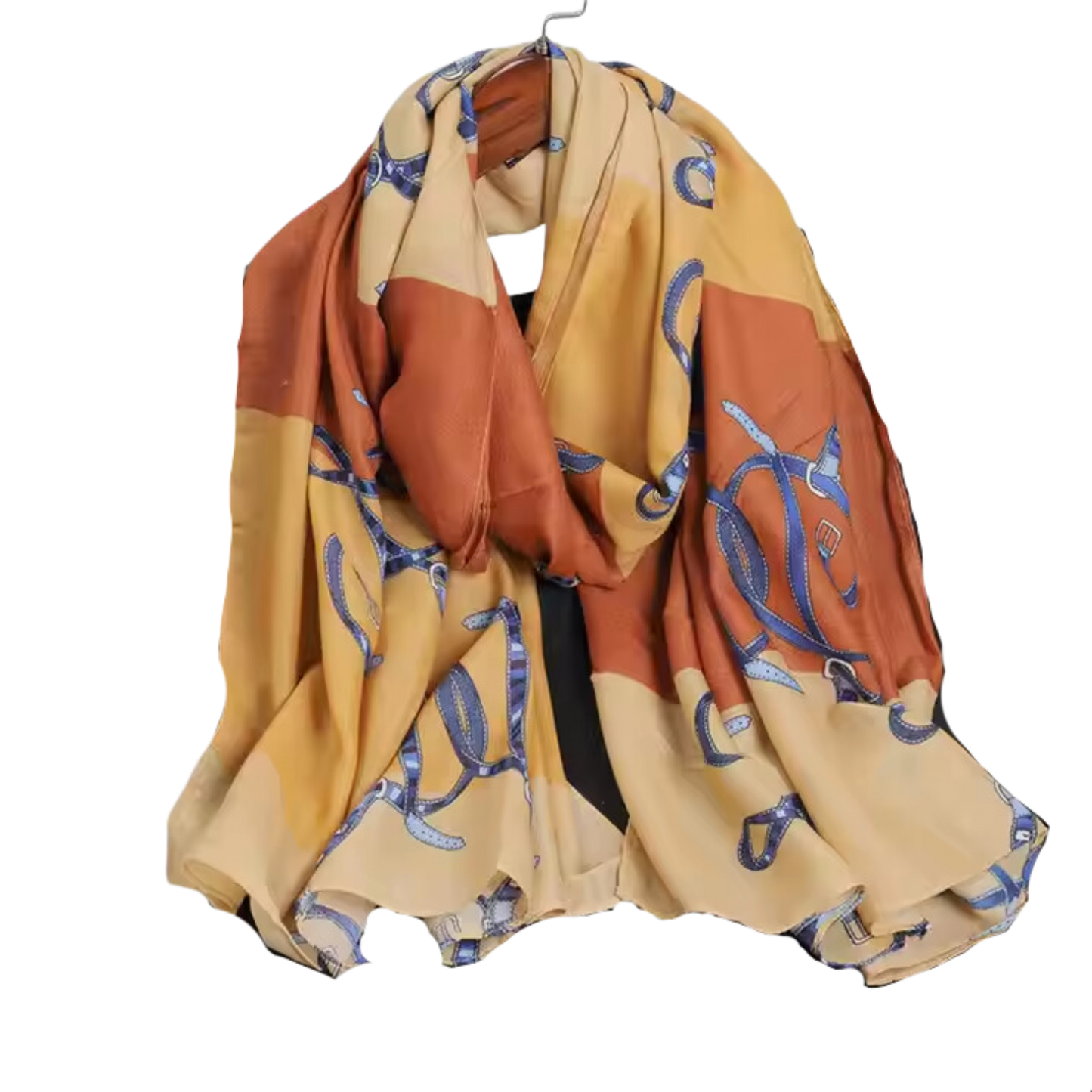 SHILO Horse Design Linen Look Scarf - 180 x 90 cms