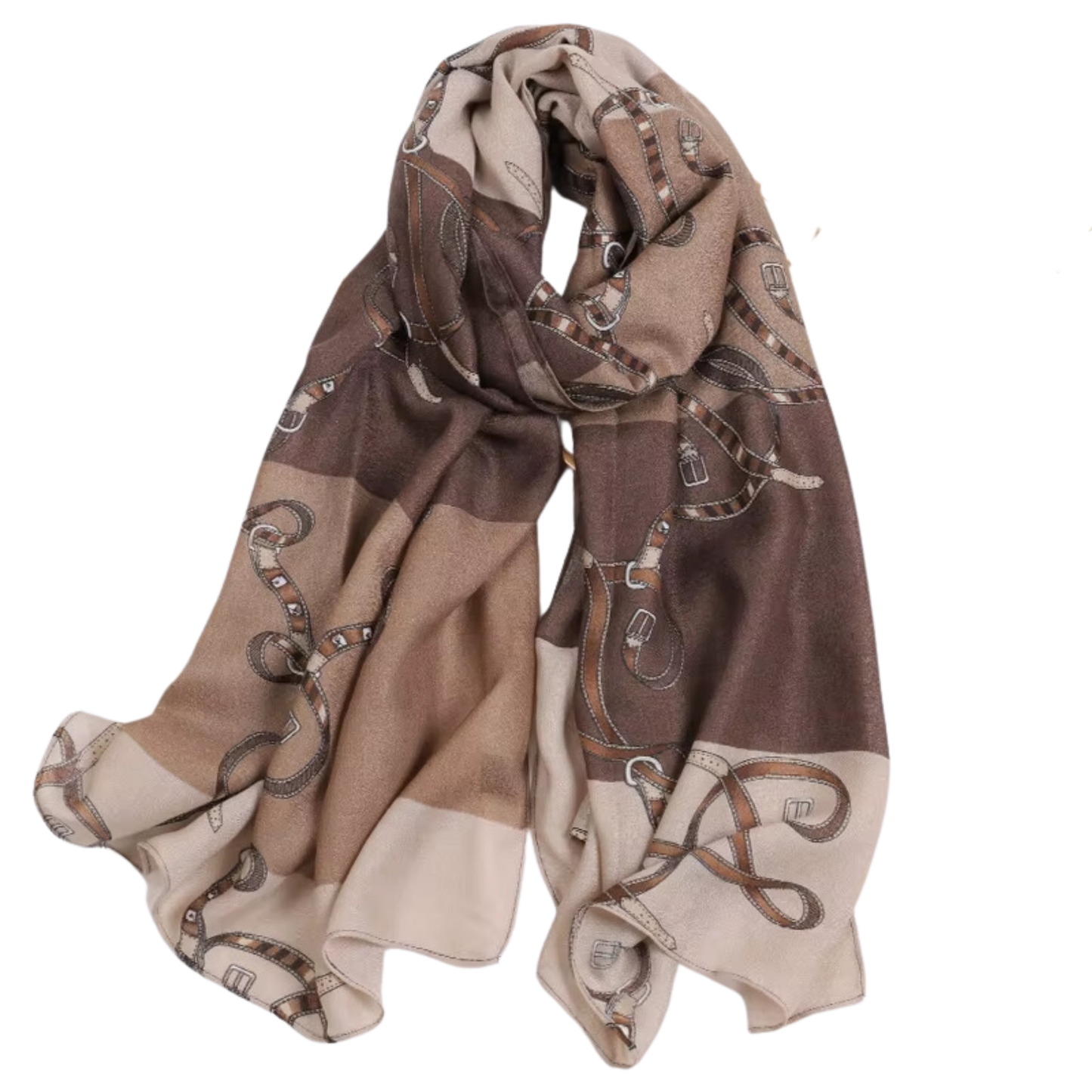 SHILO Horse Design Linen Look Scarf - 180 x 90 cms