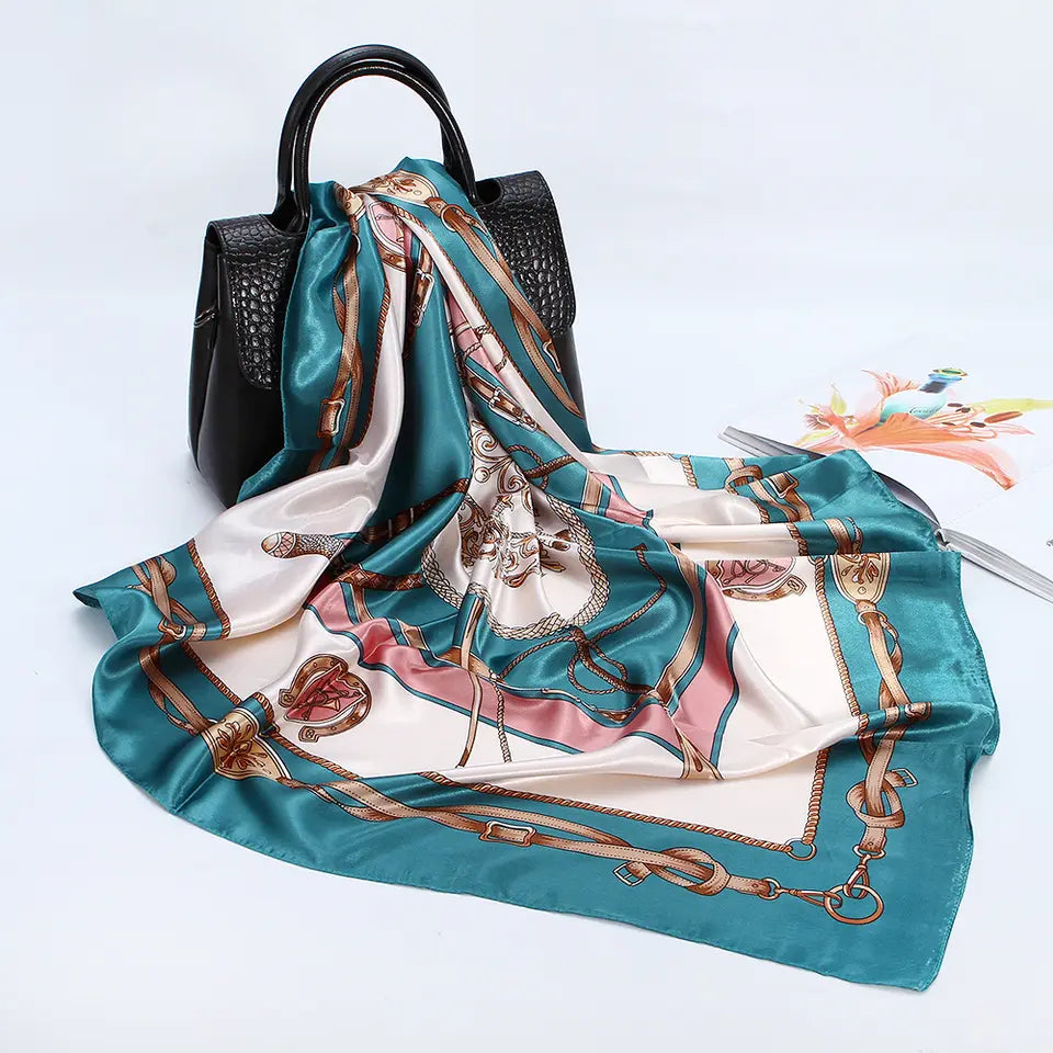 ELIANA Horse Design, Satin Scarf - 90 x 90 cms
