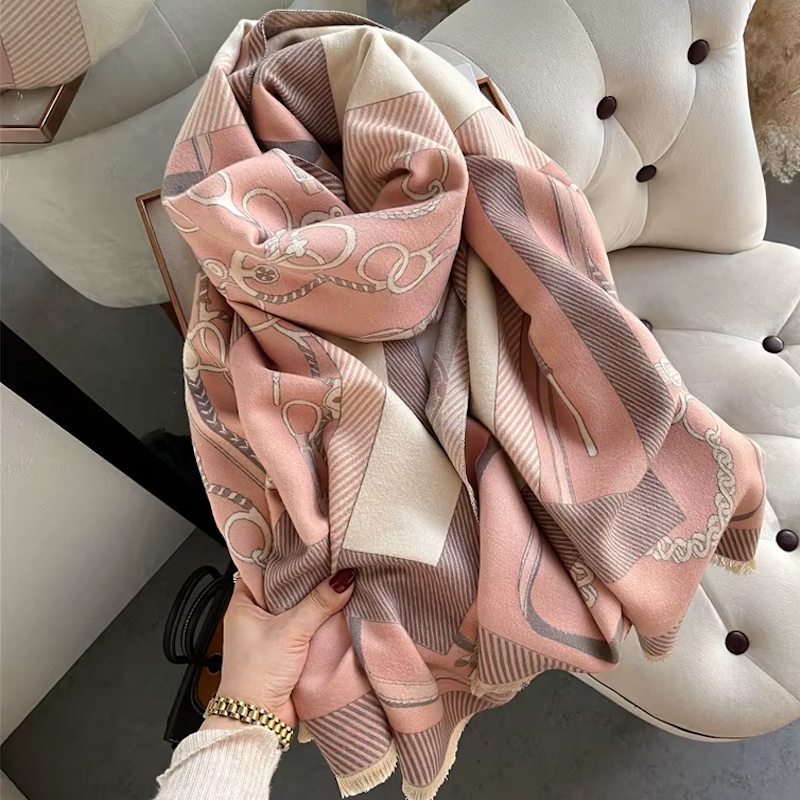 TAMARA Horse Design Cashmere Blend Pashmina/Shawl - 180 x 65 cms