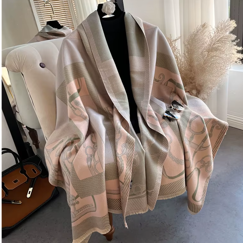 TAMARA Horse Design Cashmere Blend Pashmina/Shawl - 180 x 65 cms