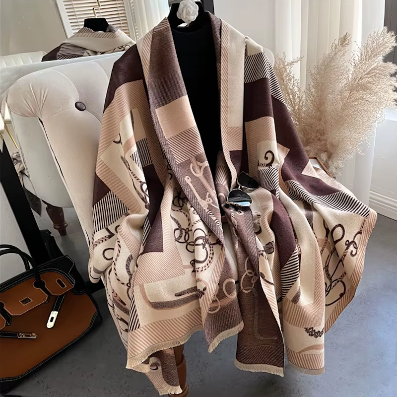 TAMARA Horse Design Cashmere Blend Pashmina/Shawl - 180 x 65 cms