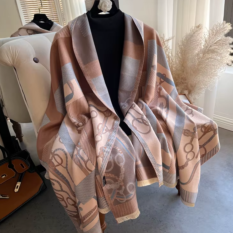 TAMARA Horse Design Cashmere Blend Pashmina/Shawl - 180 x 65 cms