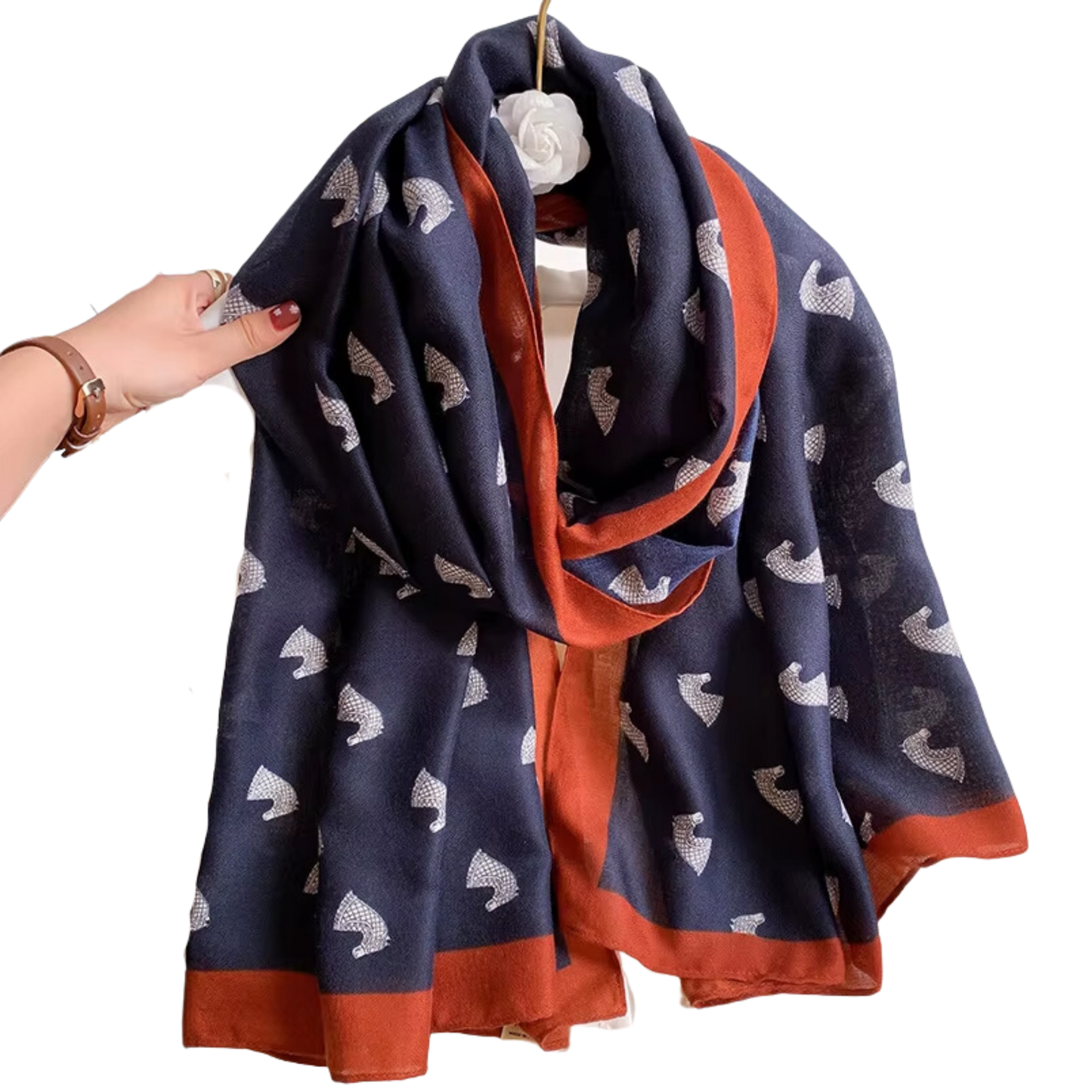 TESSA Horse Design Linen Look Scarf - 180 x 90 cms