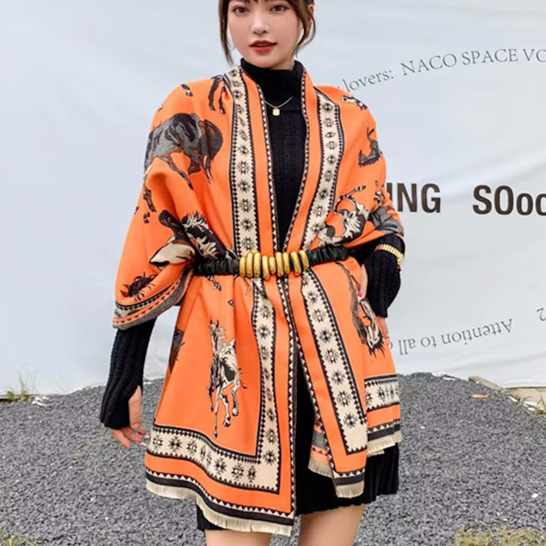 TRINNY Horse Design, Cashmere Blend Pashmina/Shawl - 180 x 65 cms