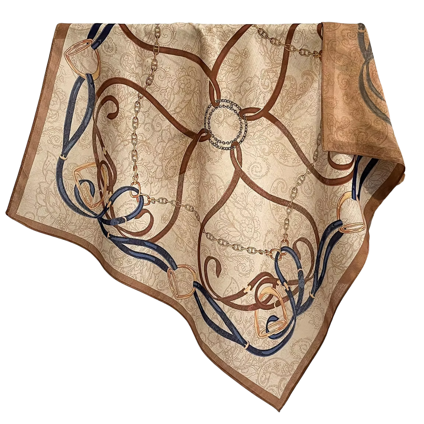 TRISH Horse Design, Cotton/Linen Look, Twill Scarf - 70 x 70 cms