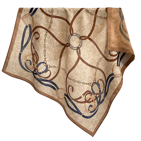 TRISH Horse Design, Cotton/Linen Look, Twill Scarf - 70 x 70 cms