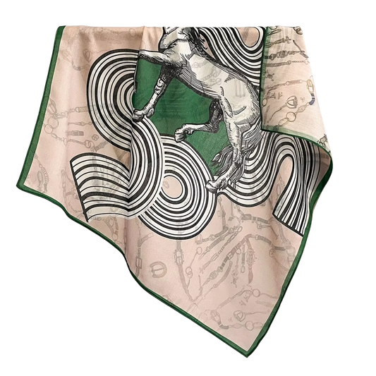 VALMA Horse Design, Cotton/Linen Look, Twill Scarf - 70 x 70 cms