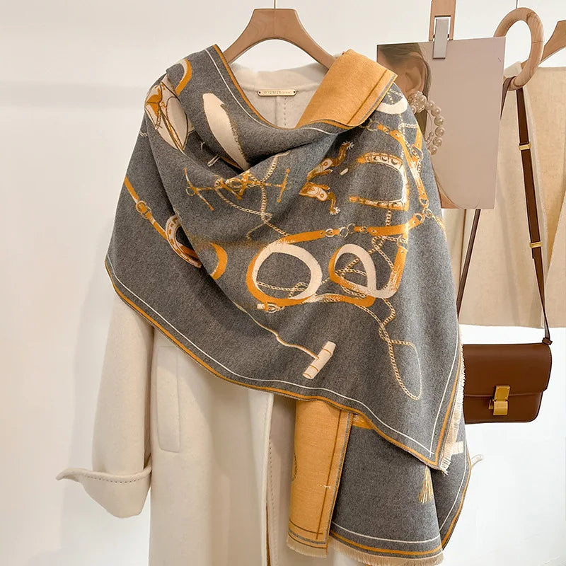 VICTORIA Horse Design, Cashmere Blend Pashmina/Shawl - 180 x 65 cms