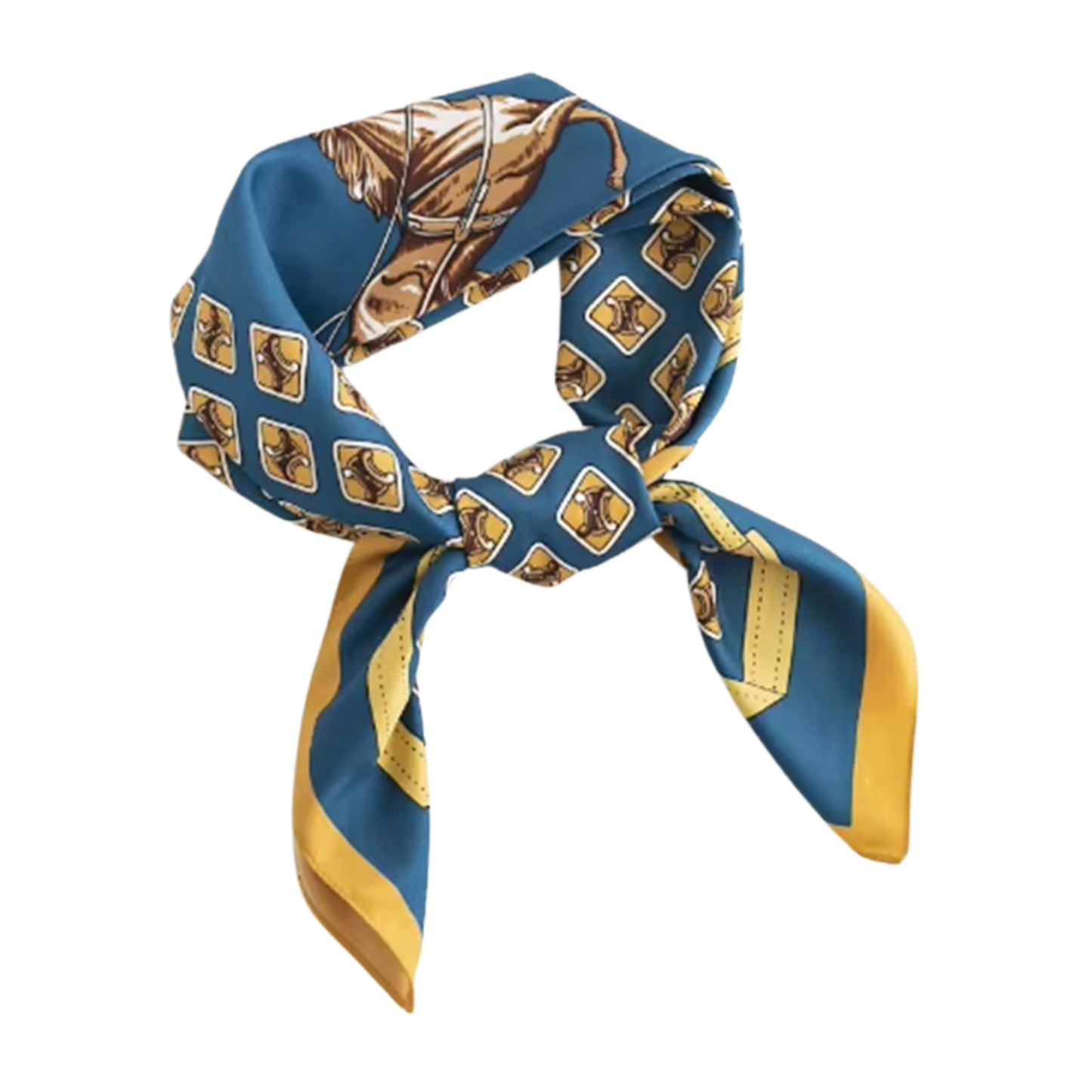 ZURICH Horse Design Silk Look Satin Skinny Scarf - 145 X 13 cm