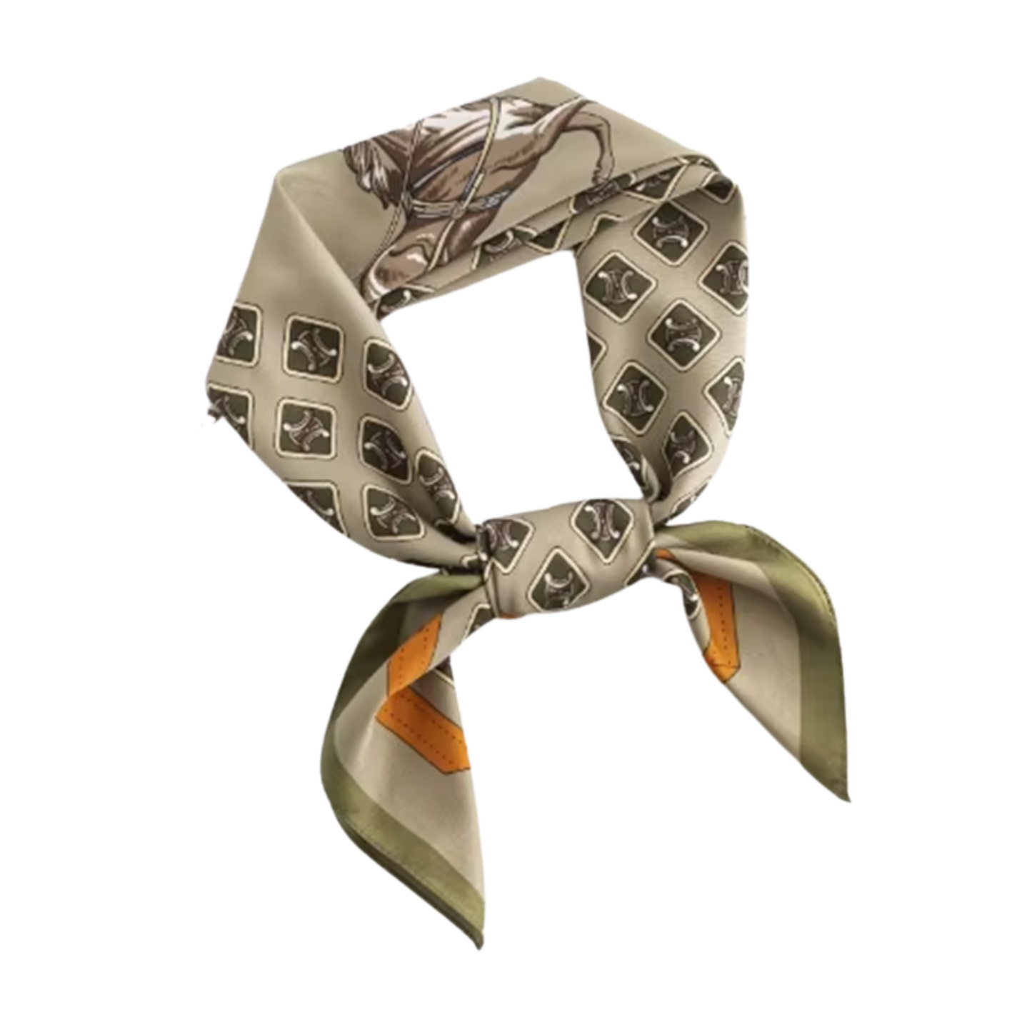 ZURICH Horse Design Silk Look Satin Skinny Scarf - 145 X 13 cm