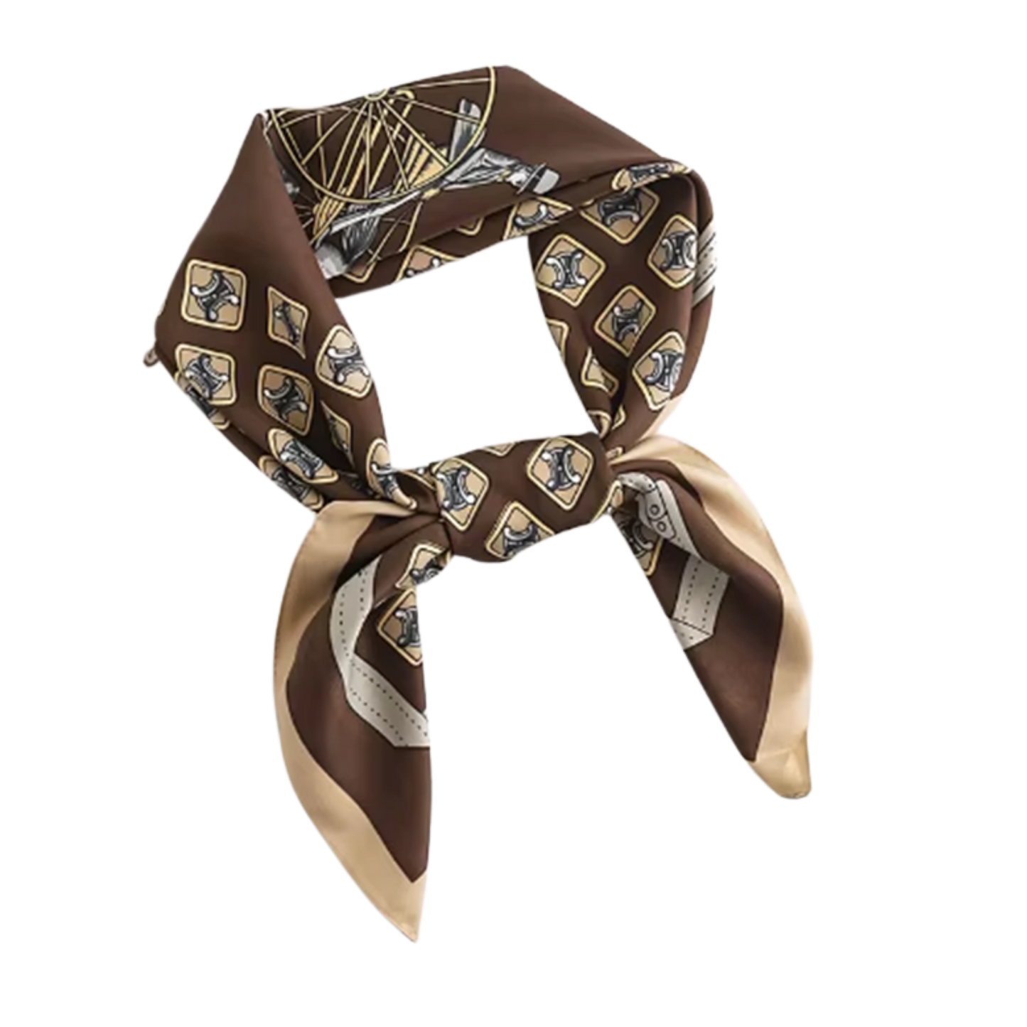 ZURICH Horse Design Silk Look Satin Skinny Scarf - 145 X 13 cm